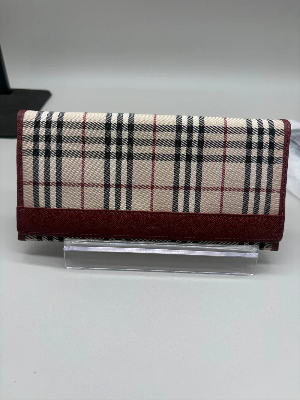 Burberry Nova Check Burgundy Leather Continental Long Wallet